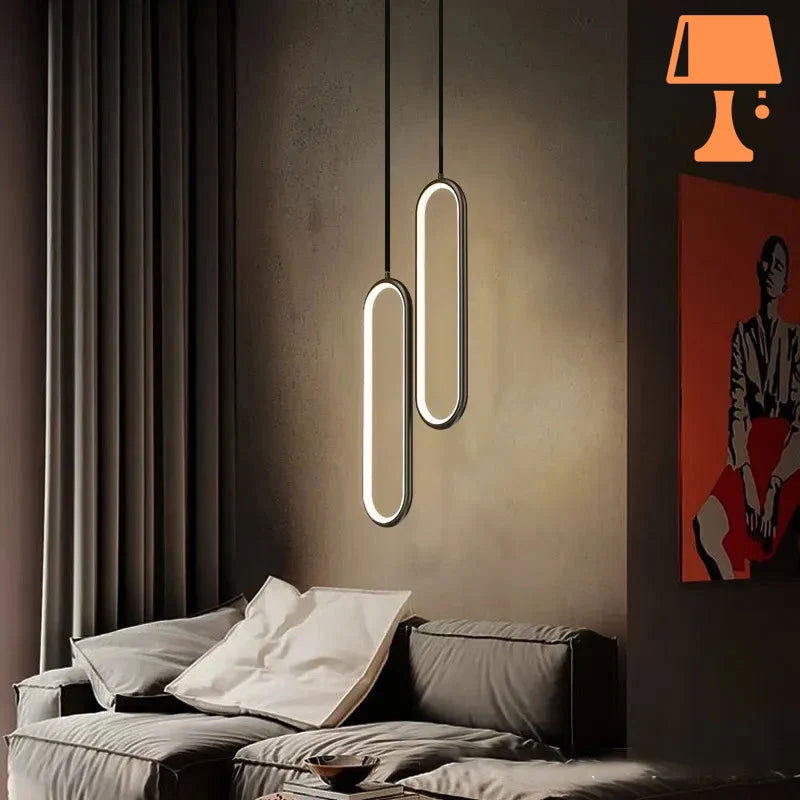 LumiOval - Pendentif élégant minimaliste pour un intérieur moderne