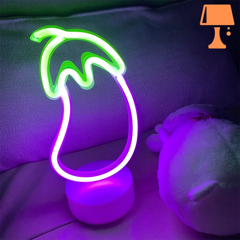 VegaGlow Lampe Néon Aubergine – Éclairage Amusant et Coloré pour Votre Maison