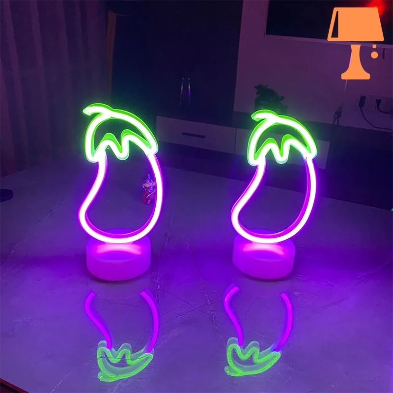 VegaGlow Lampe Néon Aubergine – Éclairage Amusant et Coloré pour Votre Maison