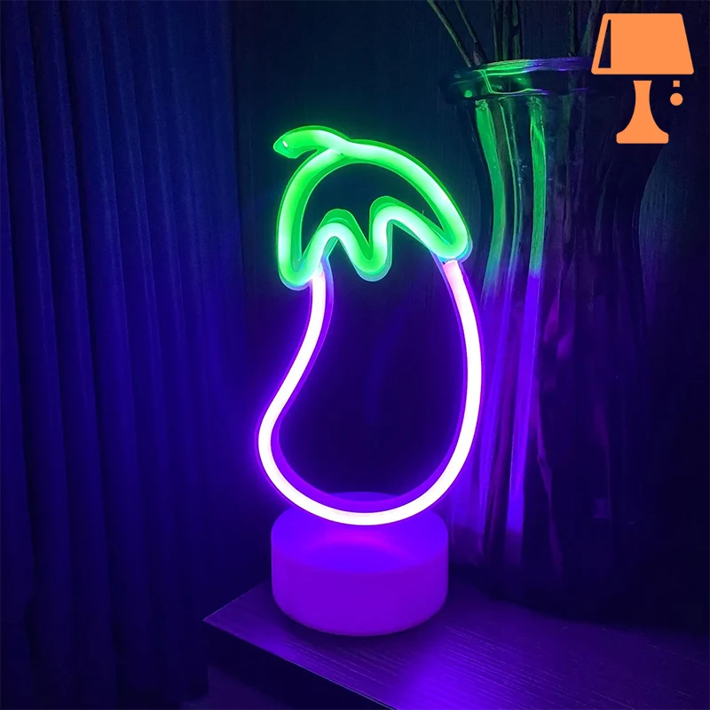 VegaGlow Lampe Néon Aubergine – Éclairage Amusant et Coloré pour Votre Maison