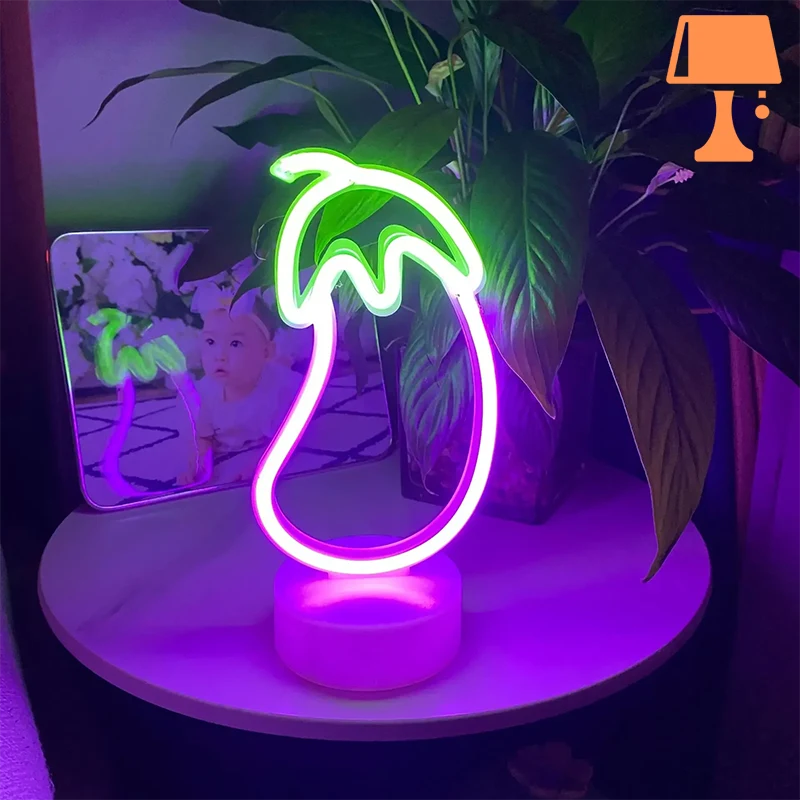 VegaGlow Lampe Néon Aubergine – Éclairage Amusant et Coloré pour Votre Maison
