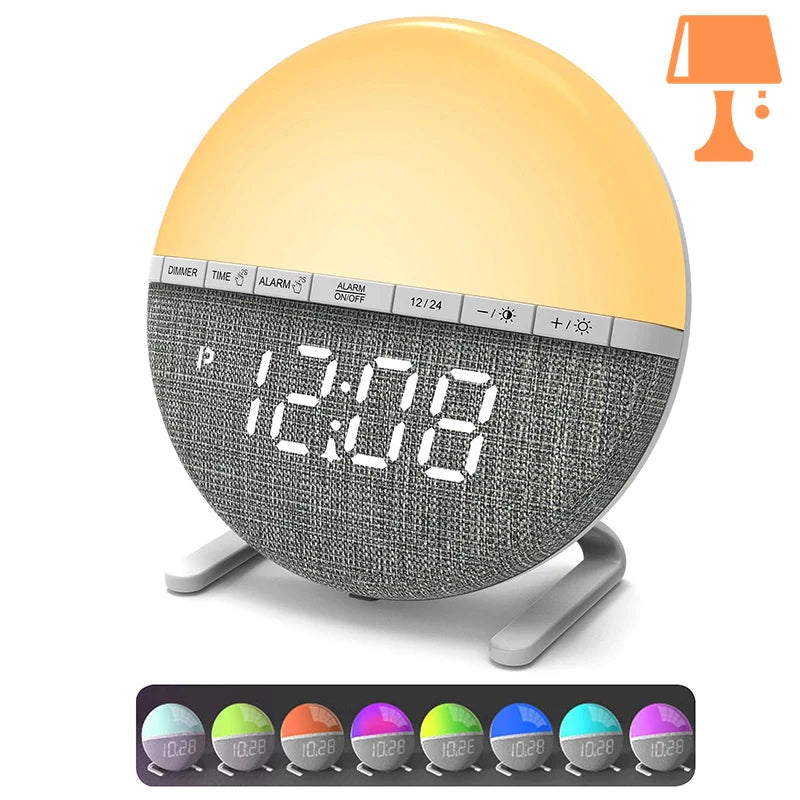 RiseGlow - Réveil au lever du soleil avec réveil doux et lumière multicolore