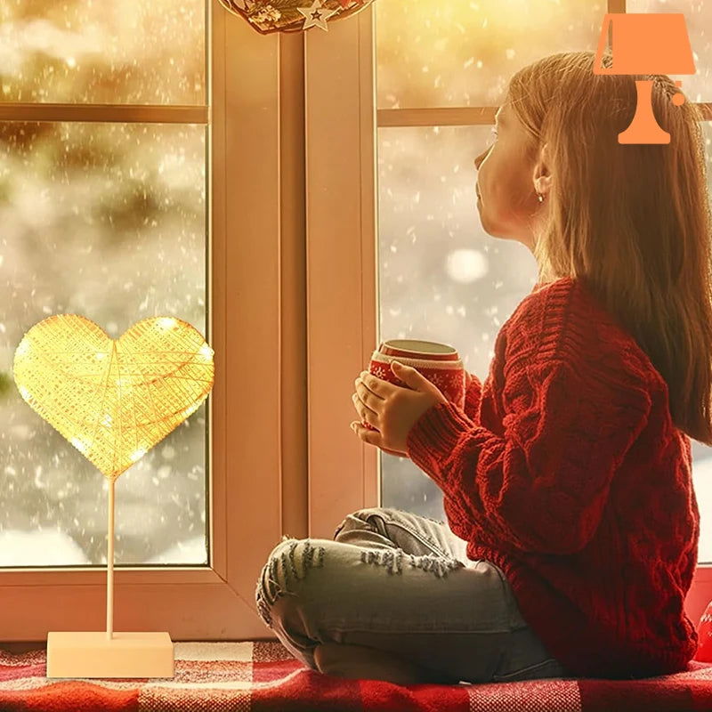 LumiHeart - Lampe de nuit LED en forme de cœur tissé