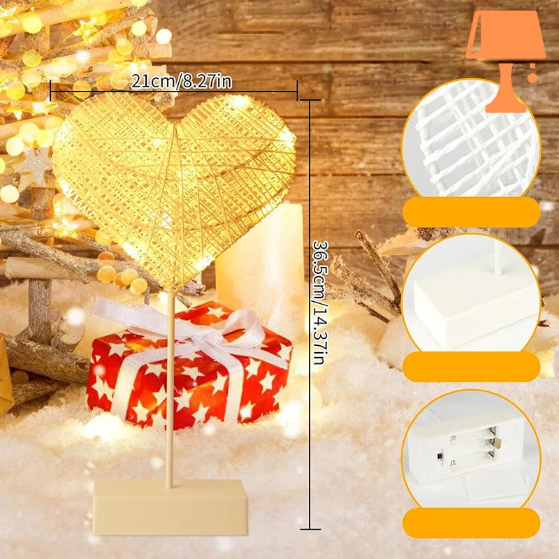 LumiHeart - Lampe de nuit LED en forme de cœur tissé