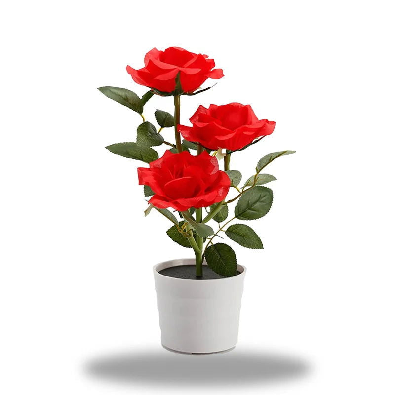 LumiRose – Lampe de pot de rose alimentée par énergie solaire avec une douce lueur LED