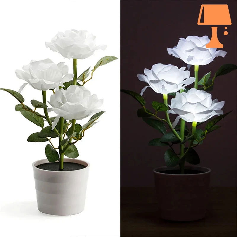 LumiRose – Lampe de pot de rose alimentée par énergie solaire avec une douce lueur LED