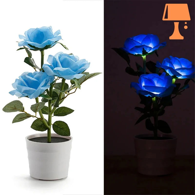 LumiRose – Lampe de pot de rose alimentée par énergie solaire avec une douce lueur LED
