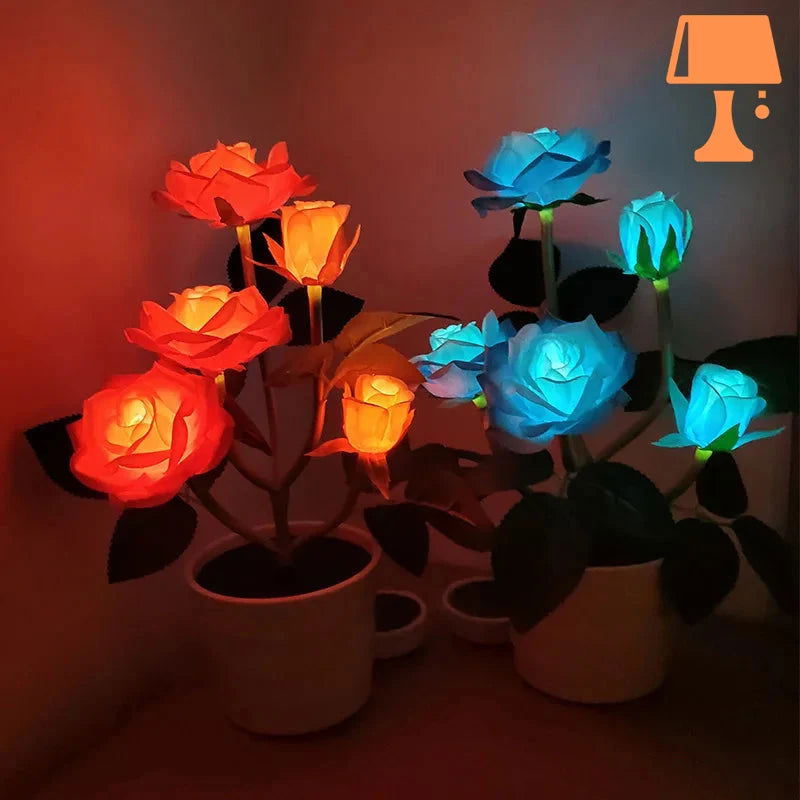 LumiRose – Lampe de pot de rose alimentée par énergie solaire avec une douce lueur LED
