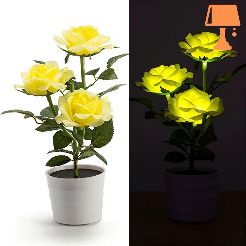 LumiRose – Lampe de pot de rose alimentée par énergie solaire avec une douce lueur LED