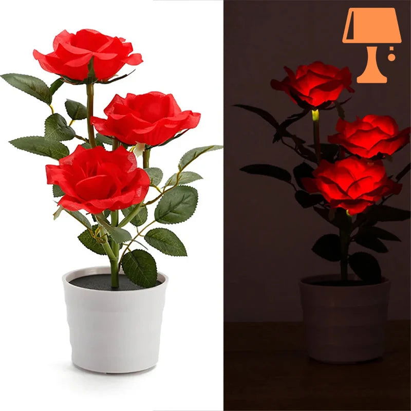 LumiRose – Lampe de pot de rose alimentée par énergie solaire avec une douce lueur LED