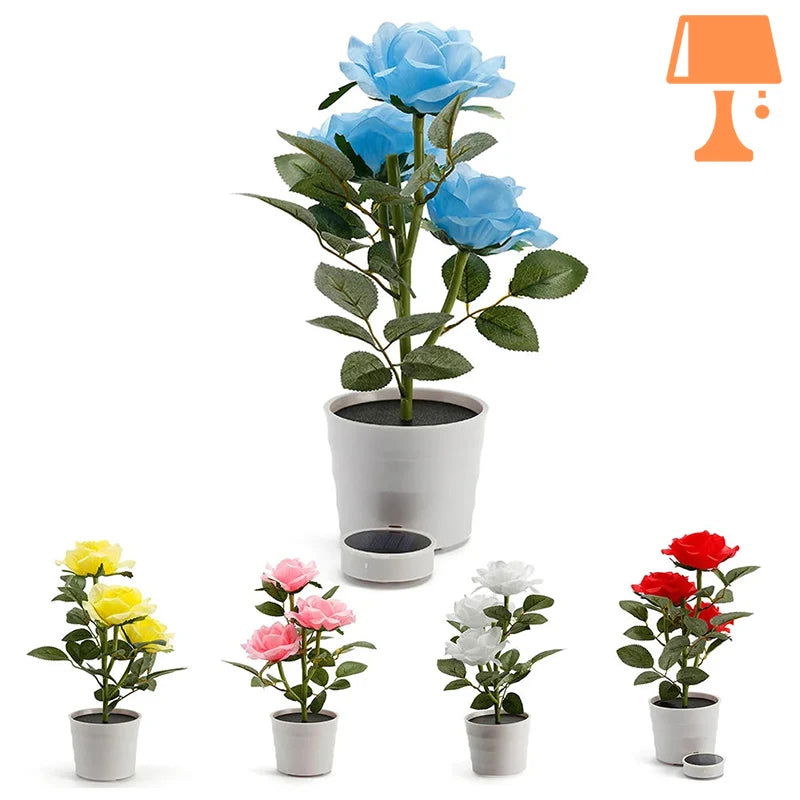 LumiRose – Lampe de pot de rose alimentée par énergie solaire avec une douce lueur LED