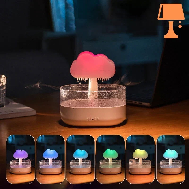 RainGlow - Humidificateur d'air Skyformet et veilleuse avec effet apaisant de gouttes de pluie