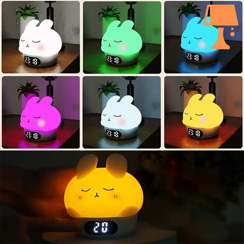 BunnyGlow - Joli veilleuse en forme de lapin et réveil