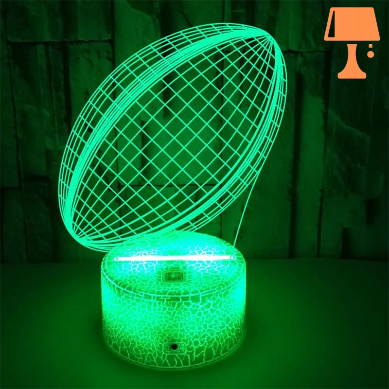 RugbyGlow – Lampe de rugby à illusion 3D dynamique avec couleurs télécommandées
