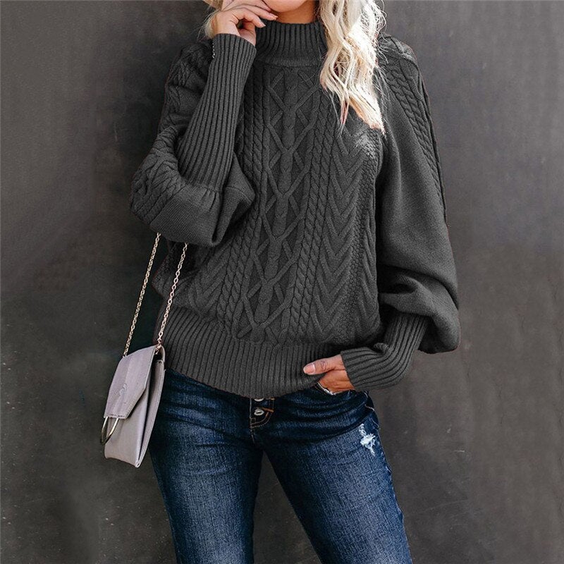 Ria - Pull chaud à col roulé et manches amples