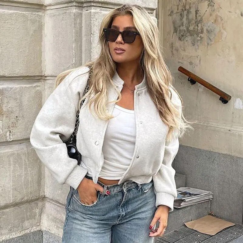 Lovise - Veste bomber raccourcie avec boutons