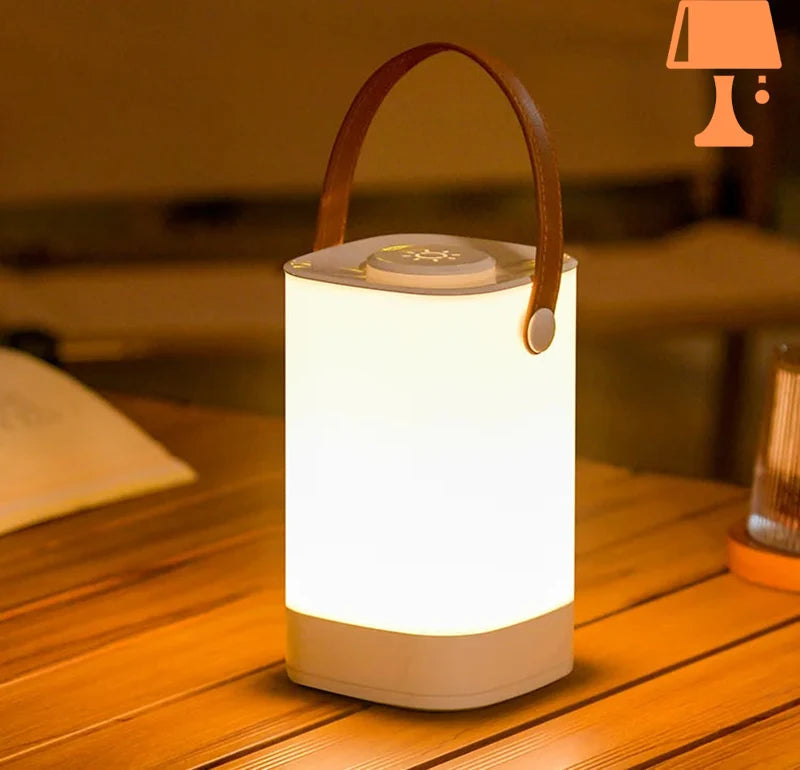 LumiCarry – Lampe de table LED portable avec poignée en cuir