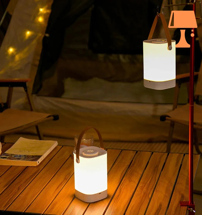 LumiCarry – Lampe de table LED portable avec poignée en cuir
