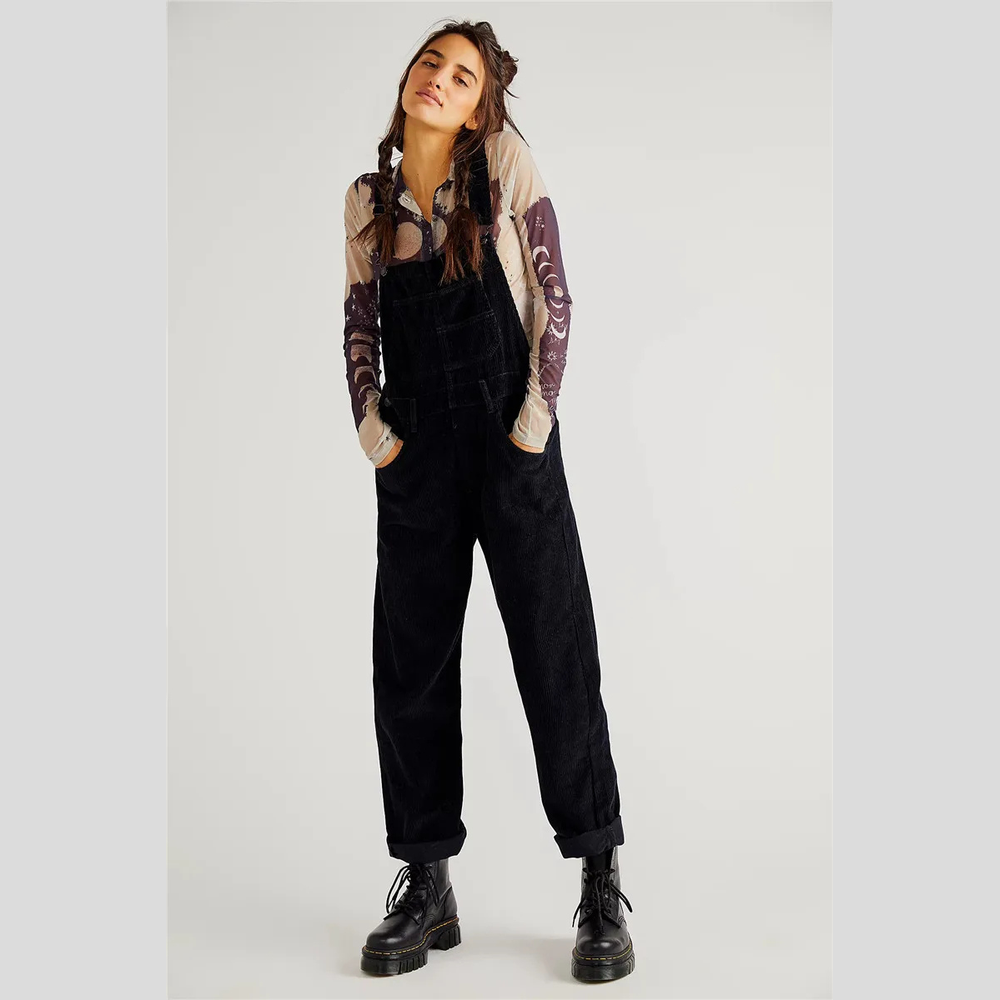 Anika - Salopette en velours intemporelle avec bretelles ajustables et poches fonctionnelles