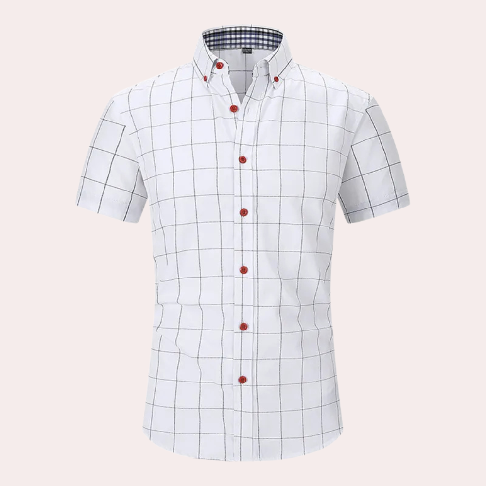 Philipe - Chemise à manches courtes à carreaux classique avec boutons