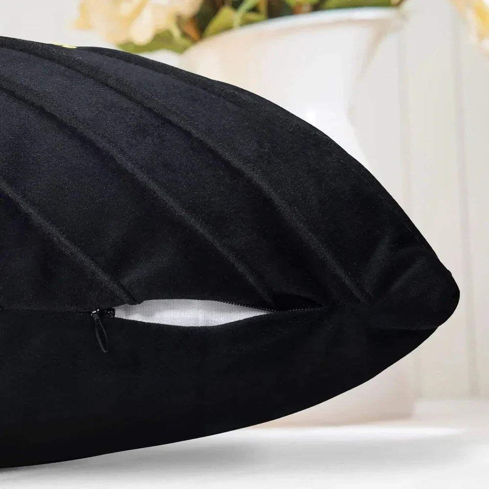 OpulentTouch - Coussins décoratifs plissés avec rayures dorées