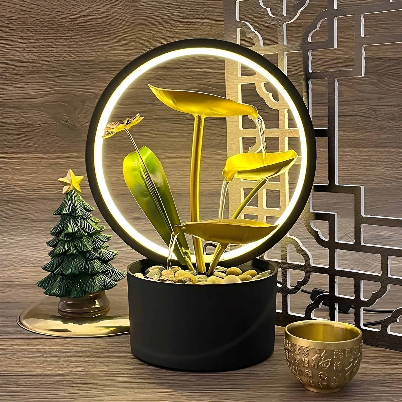 AquaGlow Lampe de chevet Élégante – Fonction d'Eau Apaisante et Lumière Douce