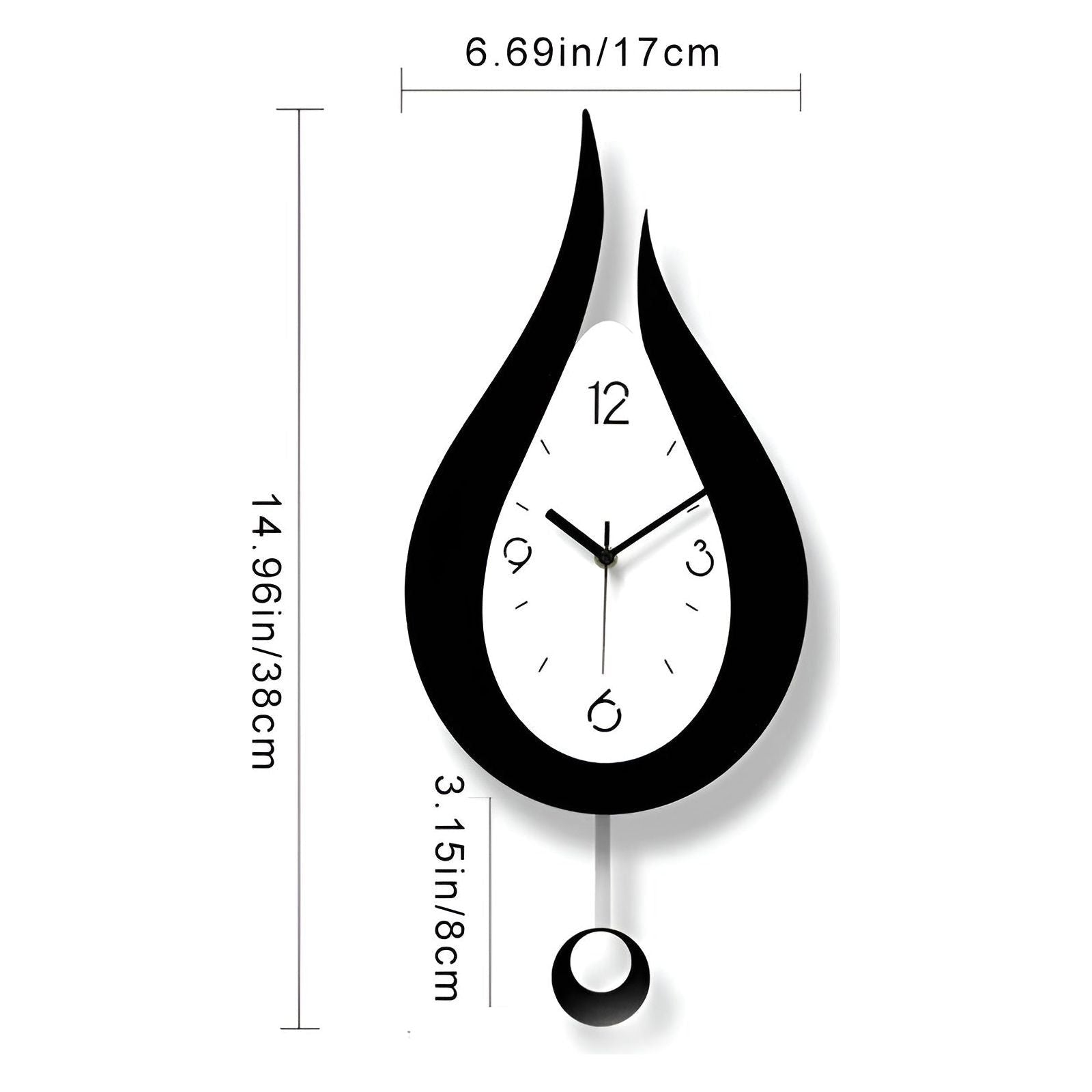 Horloge murale moderne en forme de goutte d'eau