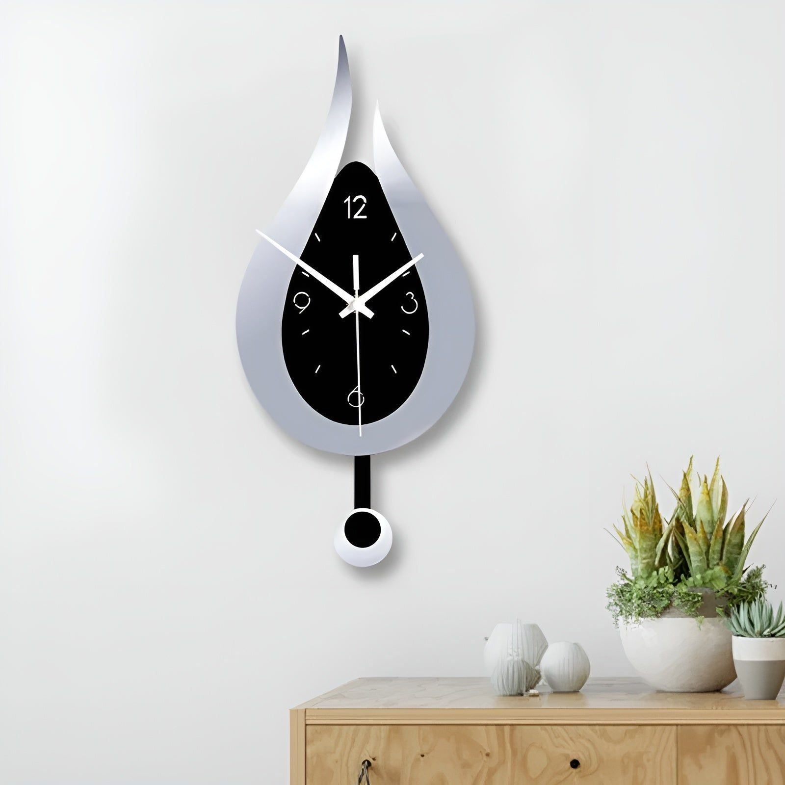 Horloge murale moderne en forme de goutte d'eau