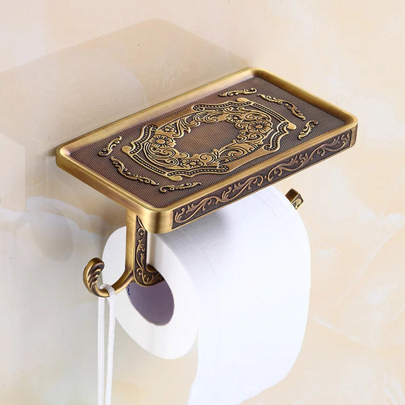 RegalHold - Support de papier toilette de style antique avec étagère