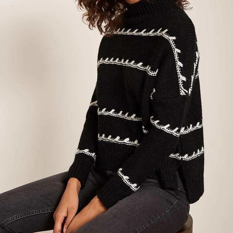 Sweater oversize stylé Mayla avec col rond