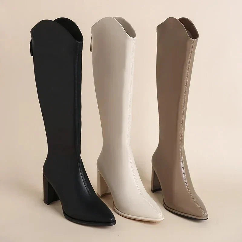 Bottes genouillées Verona pour femmes – Élégantes bottines à embout pointu