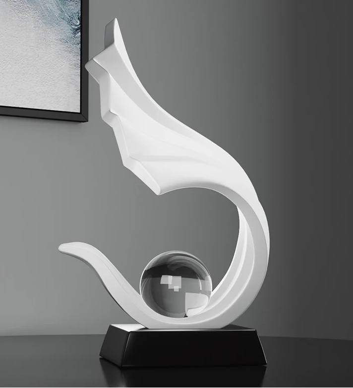 Sculpture d'accent en cristal de vague Yndefuld