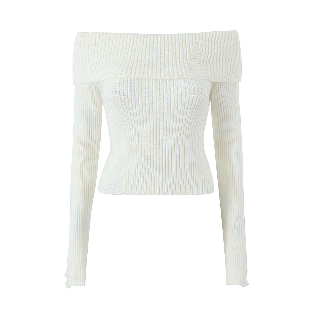Isla - Haut court slim en tricot côtelé à épaules dénudées pour femme