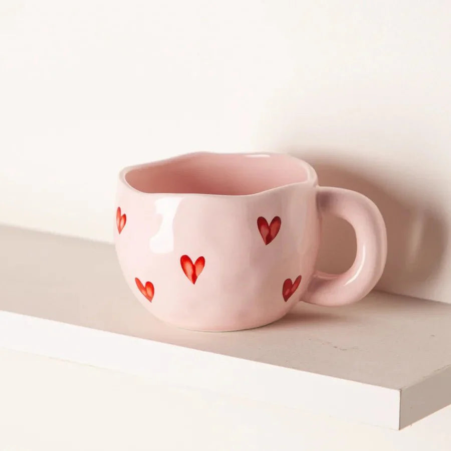 AmoraHeart – Tasse à café mignonne avec design de cœur rose