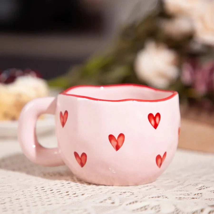 AmoraHeart – Tasse à café mignonne avec design de cœur rose