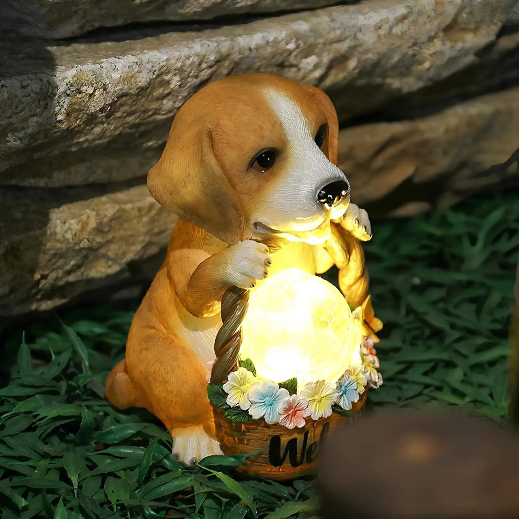 PuppyGlow – Lampe solaire de jardin avec un adorable design de chiot