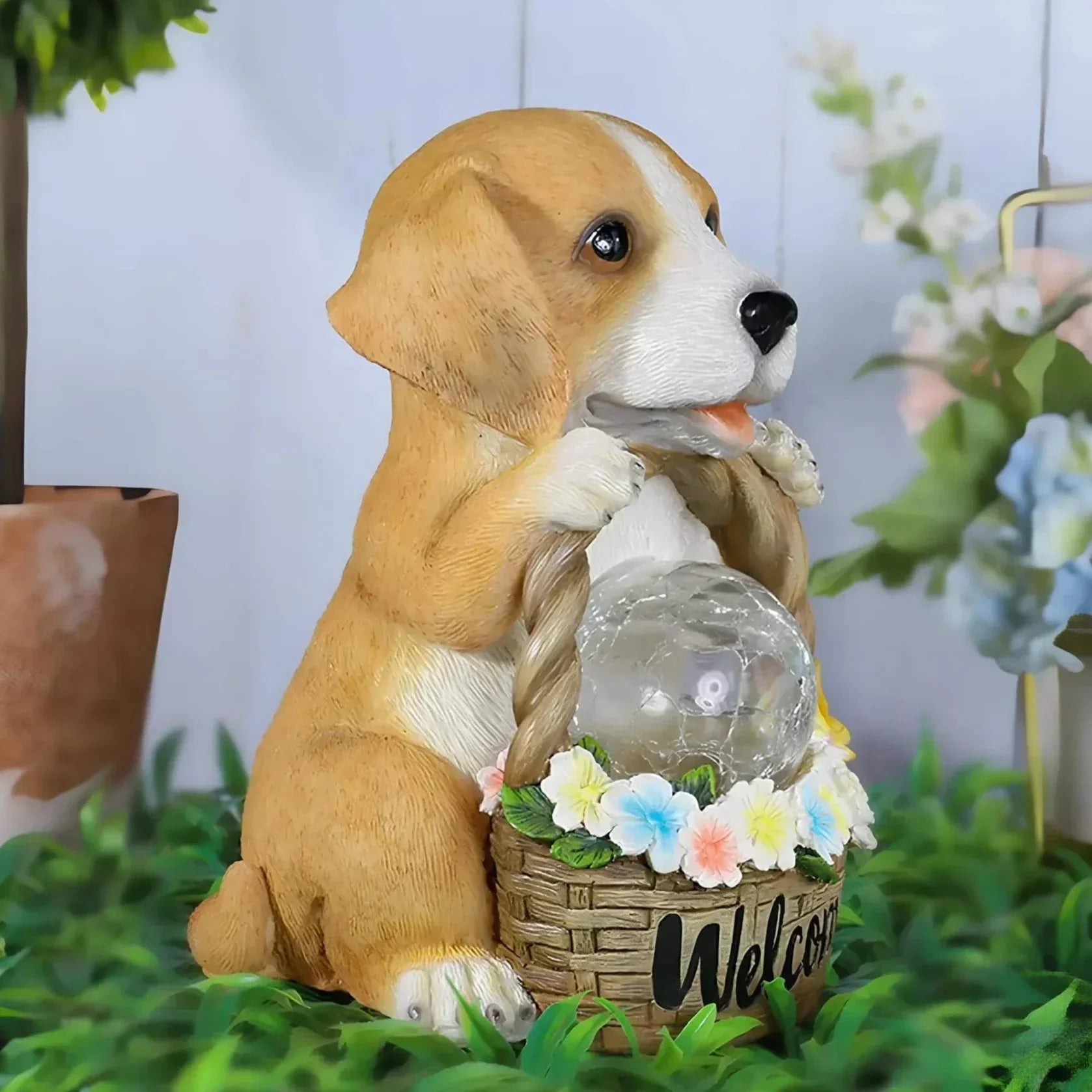 PuppyGlow – Lampe solaire de jardin avec un adorable design de chiot