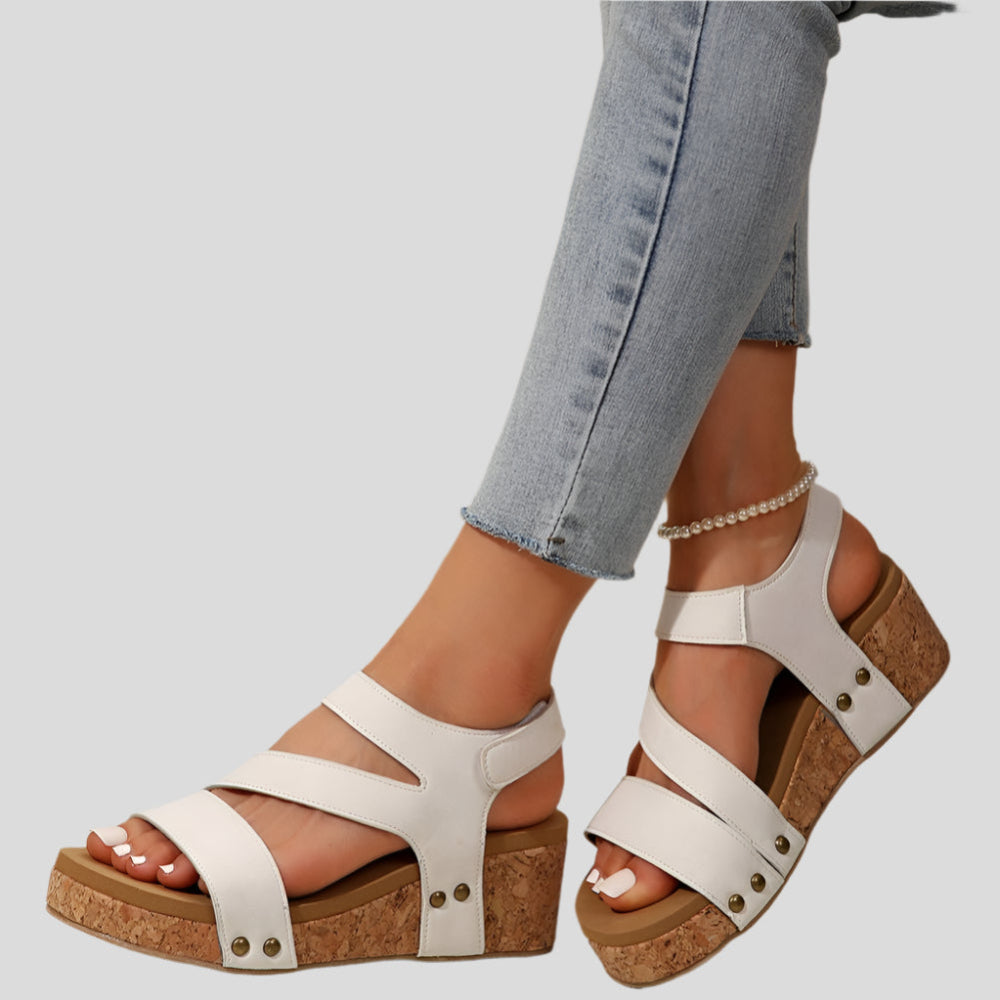 Luciana - Sandales compensées en liège pour femme avec touche métallique