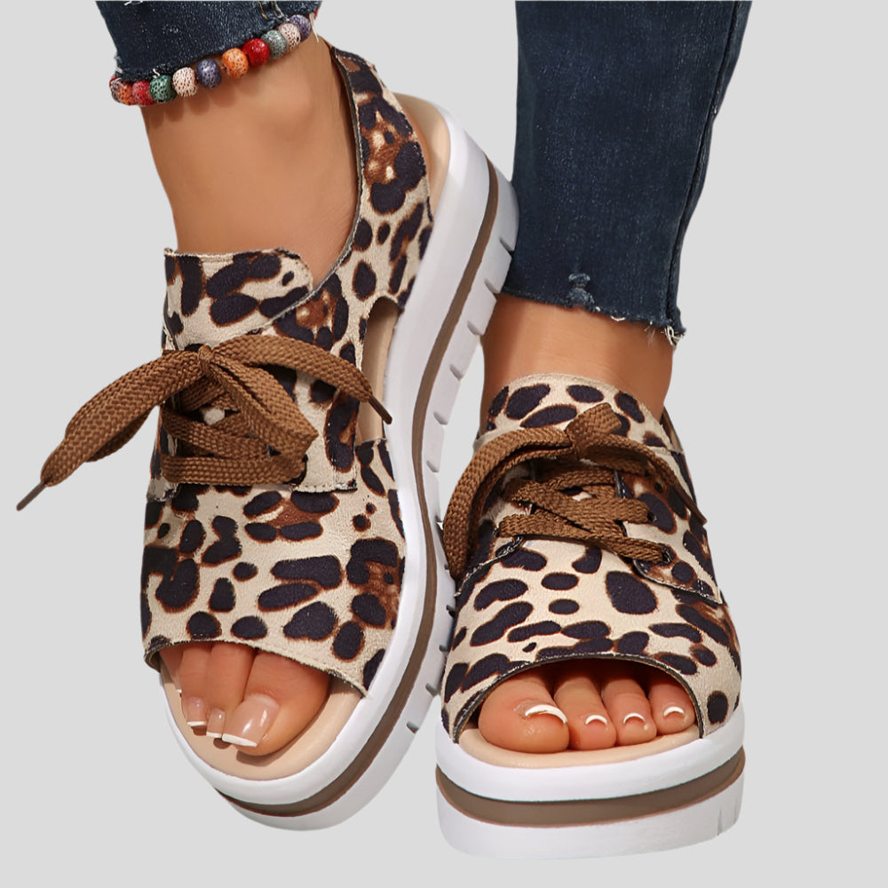 Patricia - Sandales à plateforme imprimé léopard au chic fou