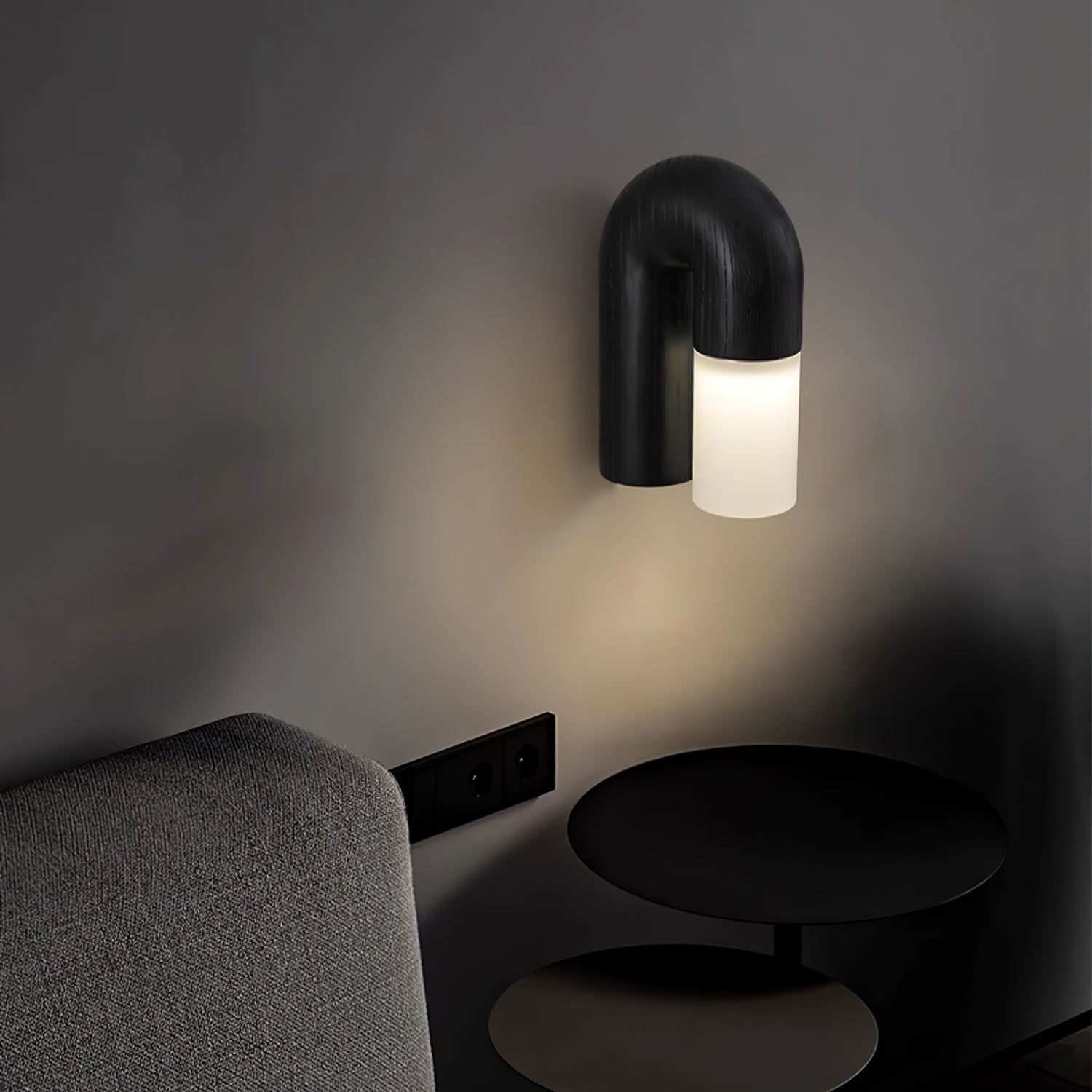 LumeGlow - Belle lampe murale en bois avec diffuseur dépoli