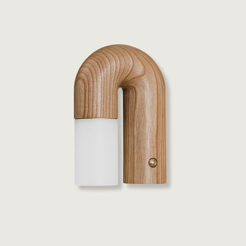 LumeGlow - Belle lampe murale en bois avec diffuseur dépoli