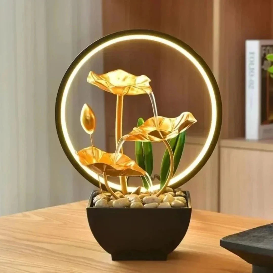 TranquiliGlow - Fontaine à eau de lotus éclairée Décoration de table