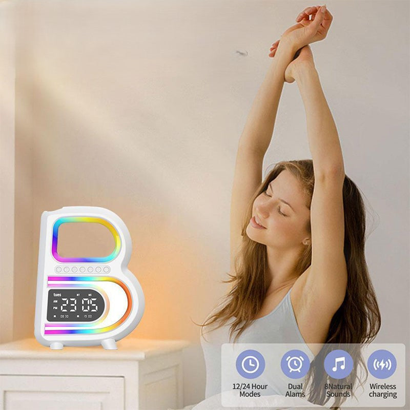 BrightB - Lampe de bureau LED Lettre B avec horloge et étagère