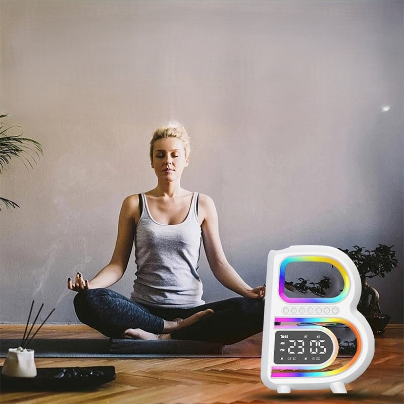 BrightB - Lampe de bureau LED Lettre B avec horloge et étagère