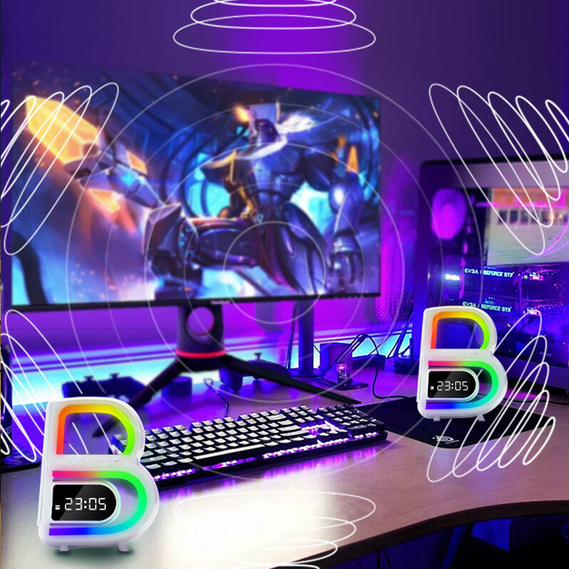 BrightB - Lampe de bureau LED Lettre B avec horloge et étagère