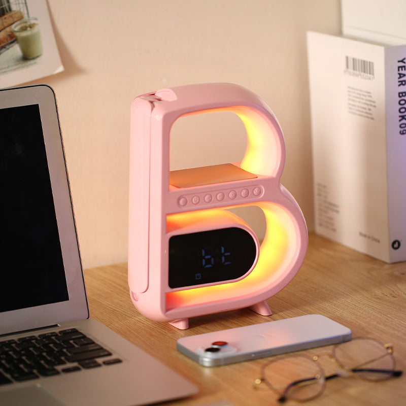 BrightB - Lampe de bureau LED Lettre B avec horloge et étagère