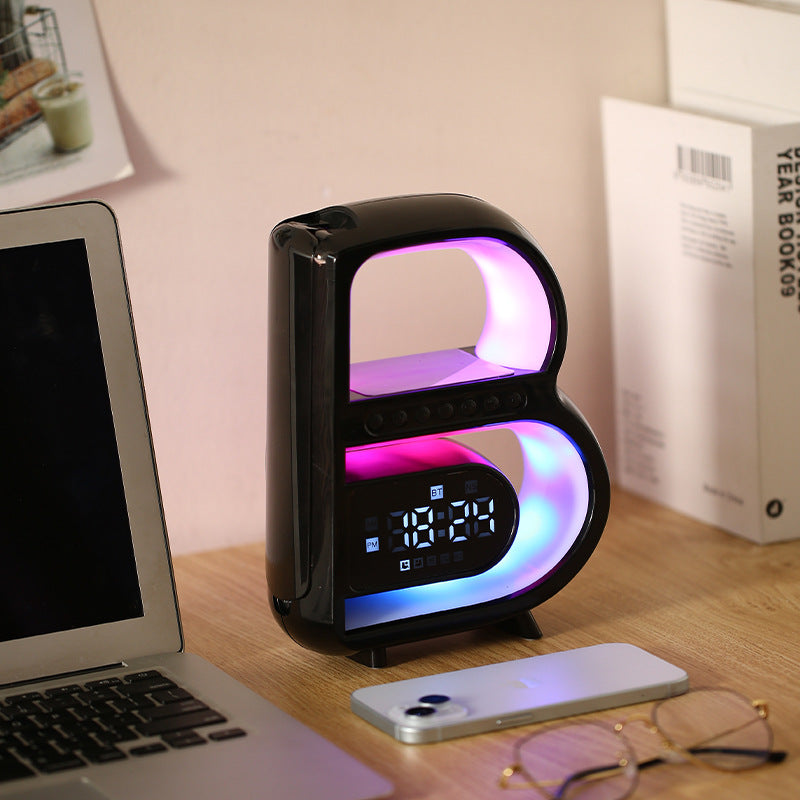 BrightB - Lampe de bureau LED Lettre B avec horloge et étagère