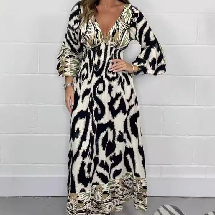 Bella - Robe maxi fluide avec imprimé abstrait