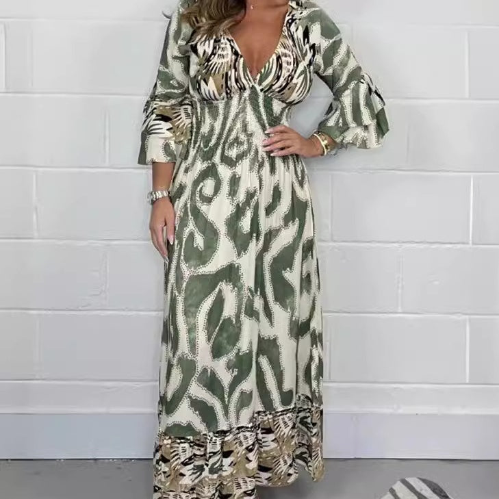 Bella - Robe maxi fluide avec imprimé abstrait