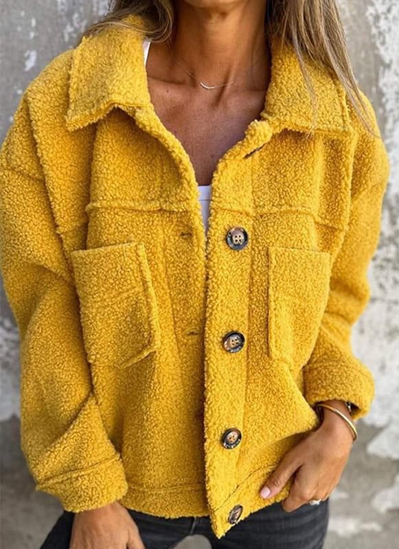 Rowena - Veste polaire boutonnée Teddy pour femme avec poches plaquées